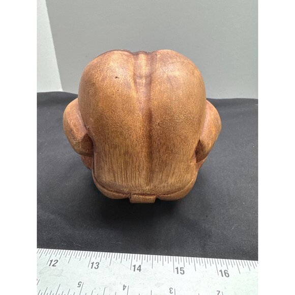 Weeping Crying Buddah Hand-Carved Natural Wood Thinker Sculpture - Picture 4 of 9